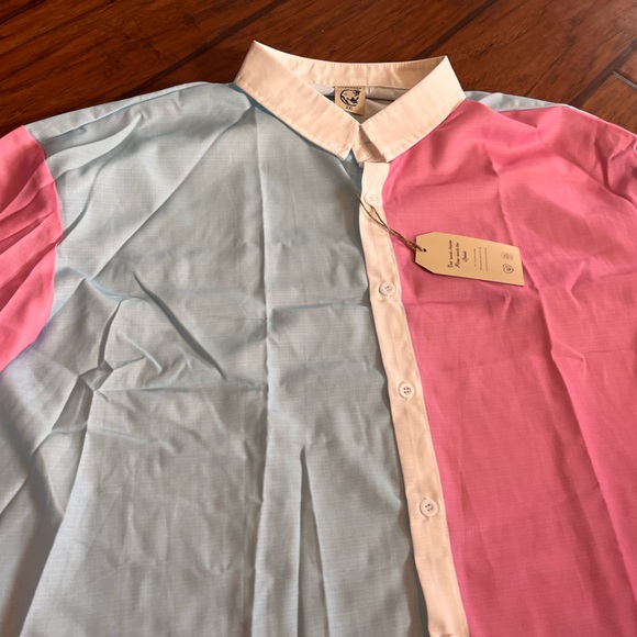 NWT Hardaddy men’s button down shirt XXL colorblock pink blue lightweight - Picture 3 of 10